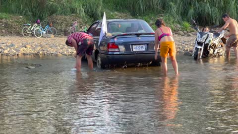 Washing a Car on the Cheap in Costa Rica (Uvita River)