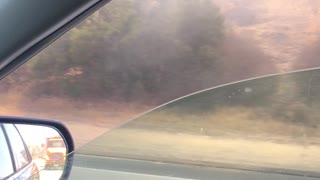 Truck Engulfed In Flames on California Highway