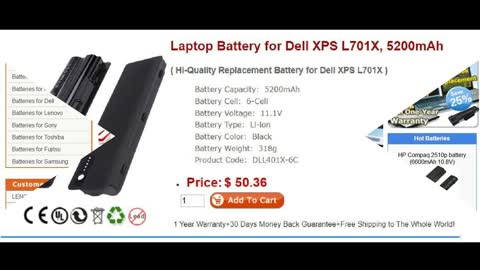 Laptop Battery for Dell XPS L701X