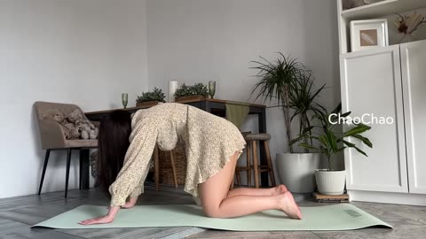 Dress stretching legs full body - part 3