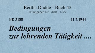 BD 3188 - BEDINGUNGEN ZUR LEHRENDEN TÄTIGKEIT ....