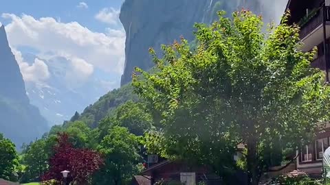 Alpine countryside, picturesque living in the scenery