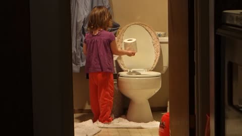Little Tot Caught Red-Handed Dumping Paper Into Toilet