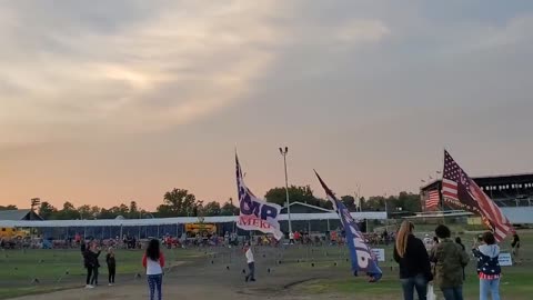 Huge Trump Flags being waved around the Iowa State.