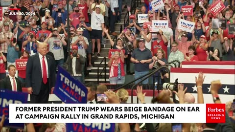 JUST IN: Trump Arrives At Michigan Campaign Rally With Beige Bandage On His Ear