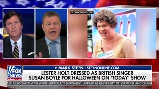 Tucker blasts double standard, calls out Lester Holt dressed as Susan Boyle