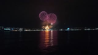 Fireworks view from the sea