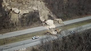 Drone Footage of Giant Rock Slide Aftermath