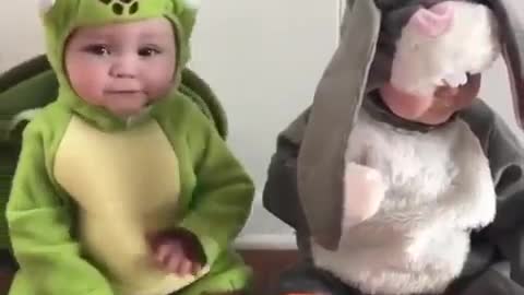 cutest baby with turtle and bunny costume