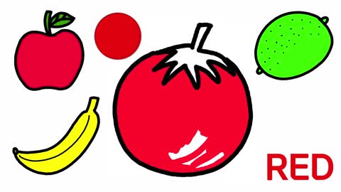 Drawing and Coloring for Kids - Colorful Fruits - Red Green Yellow