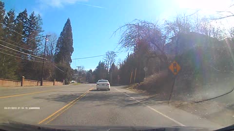 Car Barely Avoids Head On Collision by Inches