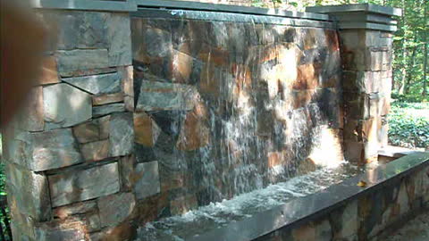 Stone Patio and Waterfall