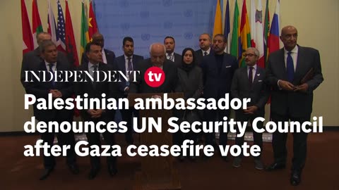 Palestinian ambassador denounces UN Security Council after Gaza ceasefire vote