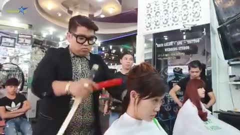 Haircuts with Katana (Wakizashi - Japanese Sword)