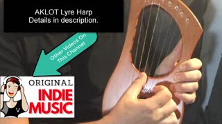 AKLOT Lyre Harp, 7 Metal String Bone Saddle Mahogany Lye Harp with Tuning Wrench and Black Gig Bag