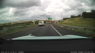 Instant Karma as Driver Spontaneously Exits Freeway