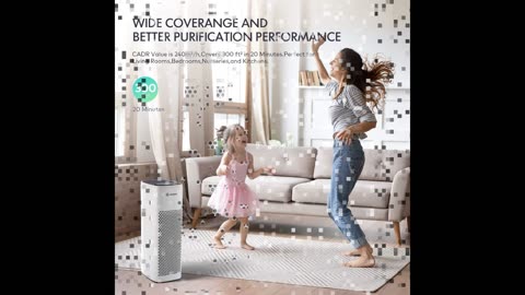 MOOSOO AC24 Air Purifiers for Home Bedroom Pets Hair and Smokers