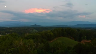 drone shot , Hills of Tennessee and cabin