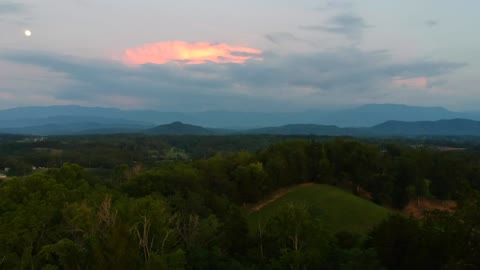 drone shot , Hills of Tennessee and cabin