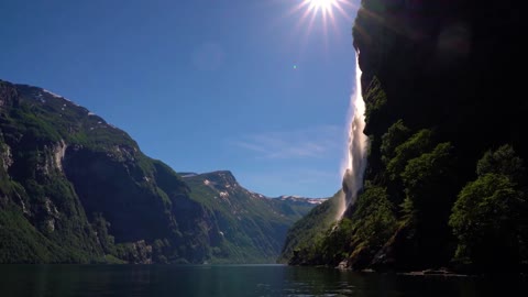 geiranger fjord waterfall seven sisters beautiful nature norway natural landscape