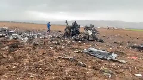 Remains of MH-60 Helicopter used in JSOC raid in Atmeh, Syria