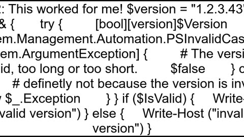 How to verify version format in powershell script