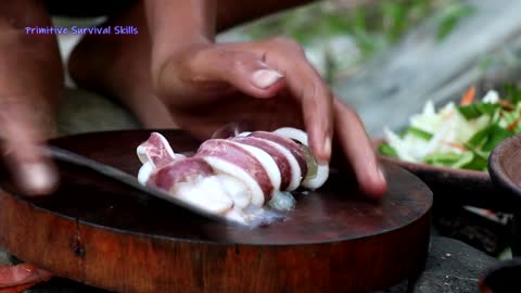 Cooking Squid with Fresh Vegetables for Food forest - Squid Food Recipes Taste Delicious
