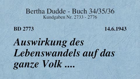 BD 2773 - AUSWIRKUNG DES LEBENSWANDELS AUF DAS GANZE VOLK ....