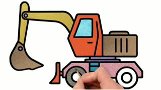 Drawing and Coloring for Kids - How to Draw Excavator Truck