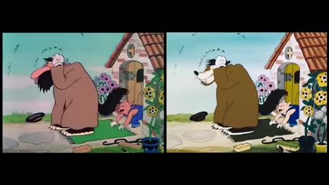 Disney Censorship - Three Little Pigs 1933 original vs 1948 reanimated scene