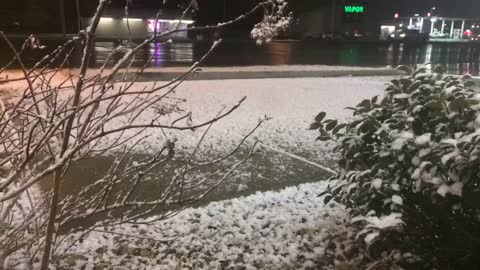 Rain washing away snow time lapse