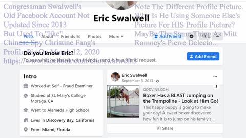 Eric Swalwell's Old Facebook Account "Liked" Christine Fang's Picture March 12, 2020