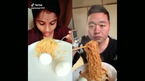 Funny Food Challenge On TikTok_Chinese vs Indian