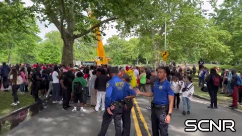 Long line outside Trumps rally at Crotona Park in the South Bronx