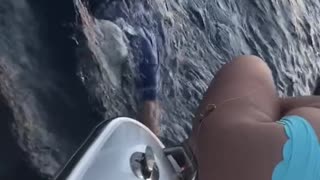 Fisherman Dives in to Save Snapper Catch