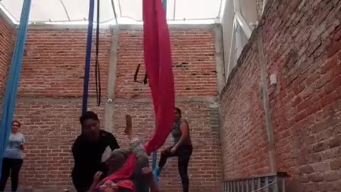 Aerial Silk Dance Doesn't Go As Planned