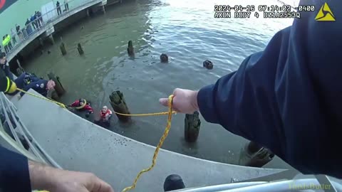 Bodycam shows rescue of a man stuck under pier in Manhattan