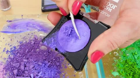 Mixing Makeup Eyeshadow Into Slime ! Purple vs Green Special Series Part 17 Sati