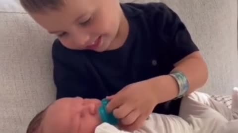 Cute baby play with younger brother🤣🤣 #baby #babylove #babytiktok #babyshower #respect #respectside