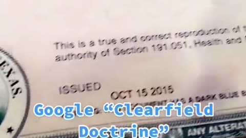 Google Clearfield Doctrine Birth Certificate