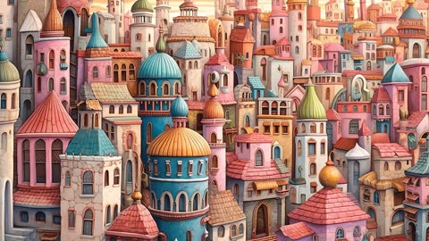 Whimsical Fantasy Cityscapes | AI Science Fiction and Fantasy Lookbook | Digital Art