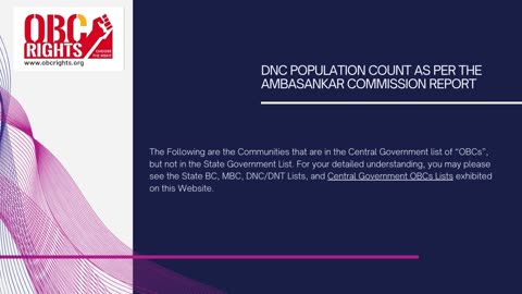 DNC cast list popuplation in as per Ambasankar Commission .
