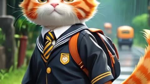 Cute Cats going to School