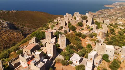 Amazing shot of Vatheia the medieval castle village in Mani, Peloponnese, Greece