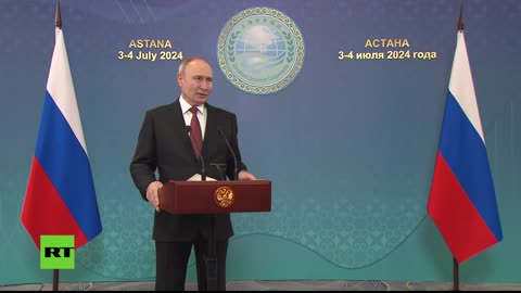 Vladimir Poutine donne une conférence de presse à l'issue du sommet de l'OCS. 4 juillet 2024.