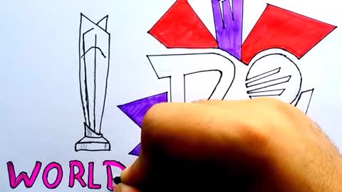 ICC T20 World cup logo design drawing | Trick Art 3D on Paper