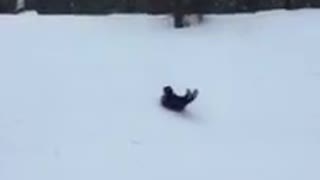 Red hood red sled snow slide fail