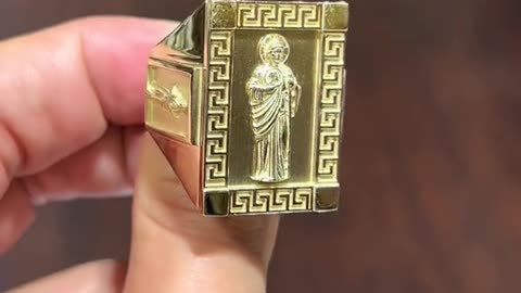 Solid Gold Saint Jude San / Judas Taddeo Greek Design Ring