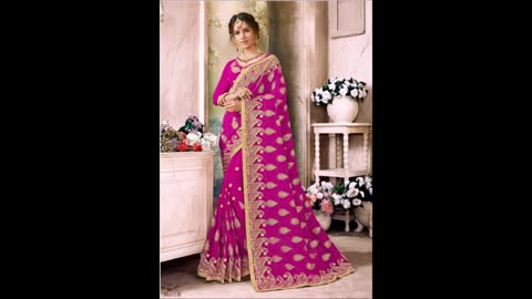 India Saree Bollywood Women Silk Embroidery Traditional Clothing