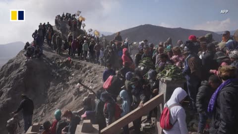 Active Indonesian volcano draws worshippers for ritual sacrifice